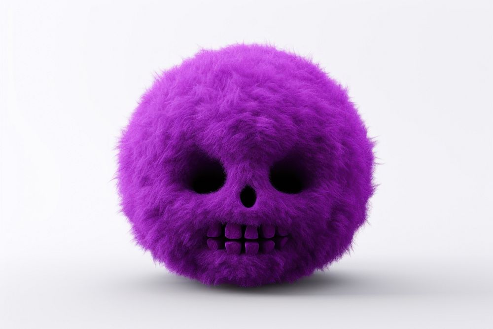 Skull purple toy white background.