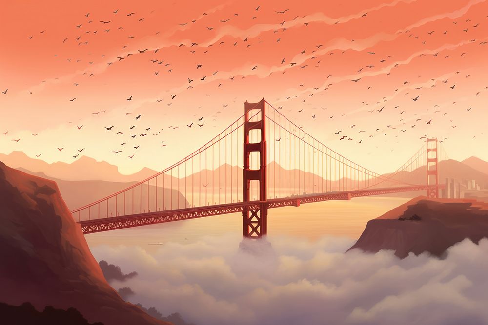 Golden Gate Bridge outdoors bridge fog.