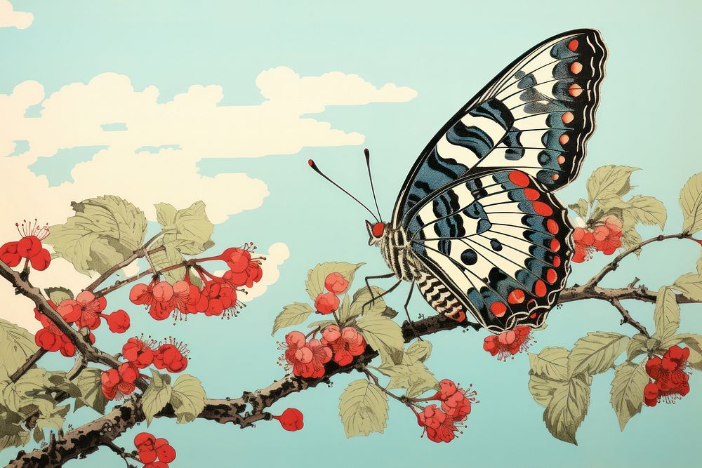 Butterfly flower painting animal.