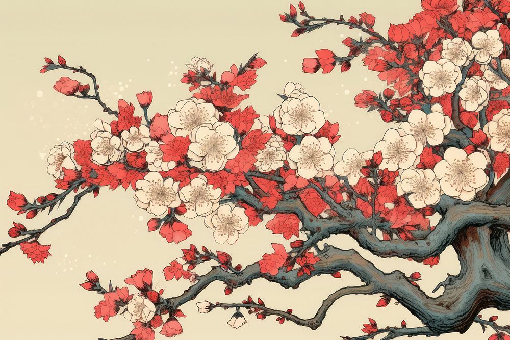 An isolated sakura bouquet art backgrounds blossom.