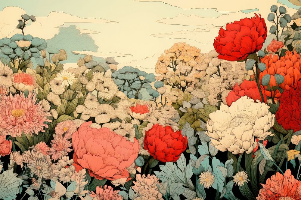 Flower garden art backgrounds painting.