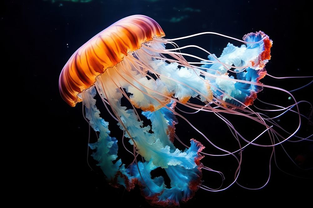 Underwater photo of jellyfish animal invertebrate zooplankton.