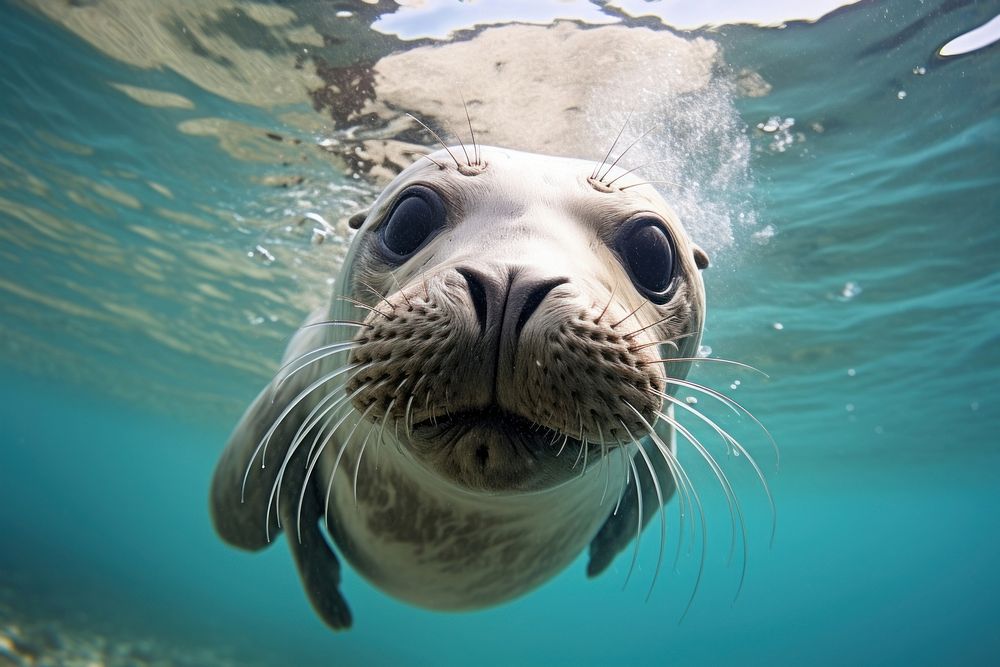 Underwater photo of seal animal mammal fish.