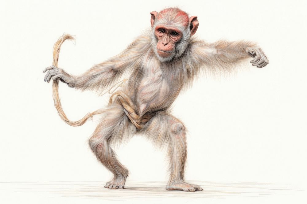 Monkey dance ape wildlife drawing.