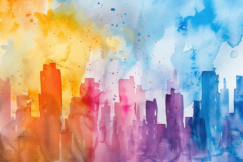 City night abd fireworks backgrounds painting art.