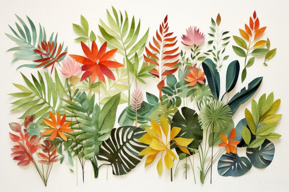 Tropical plant painting backgrounds pattern.