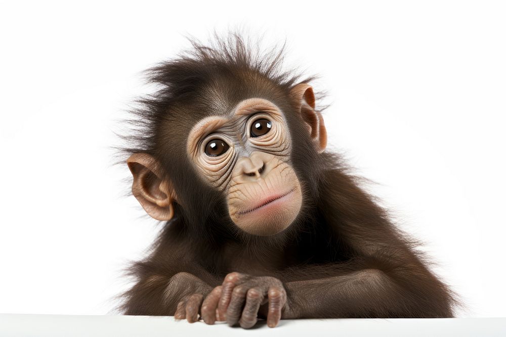 Monkey looking confused orangutan wildlife mammal.