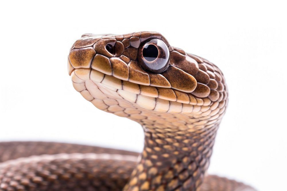 Snake looking confused reptile animal white background.