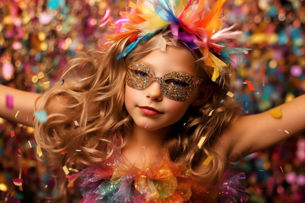 Glasses confetti carnival portrait.