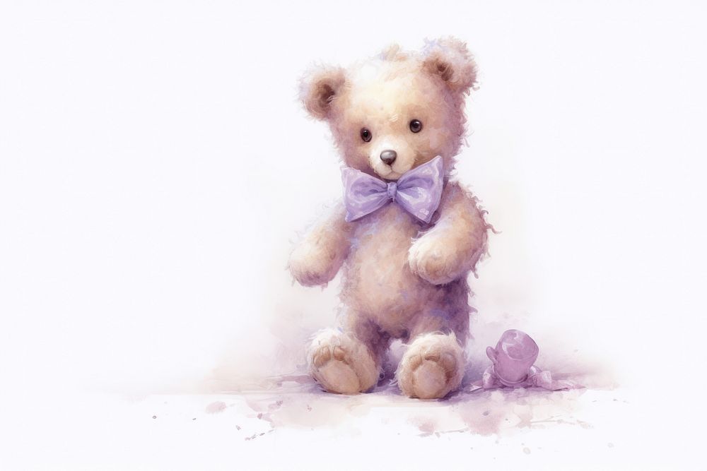 Purple teddy bear drawing pink art.