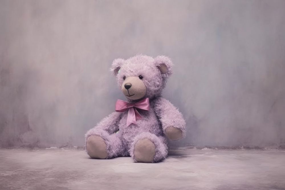 Purple teddy bear pink toy representation.