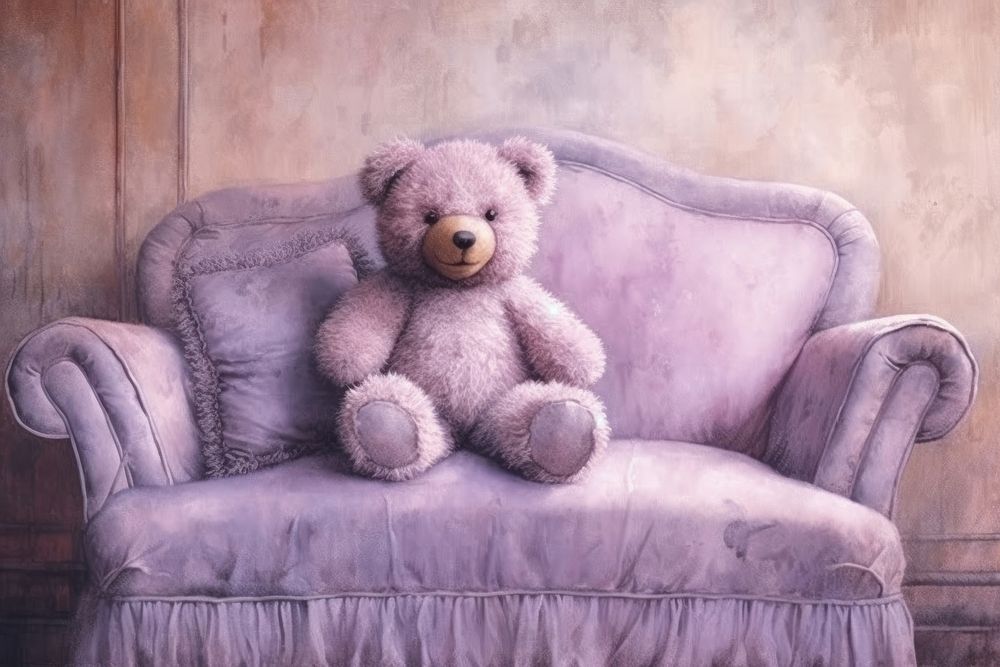 Purple teddy bear furniture chair pink.