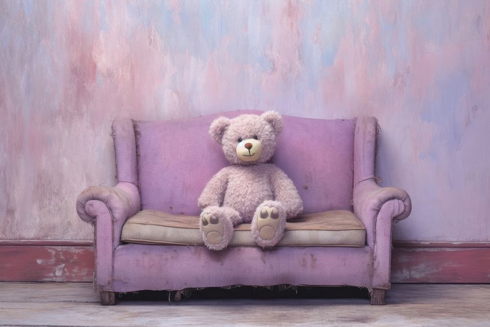 Purple teddy bear furniture painting chair.