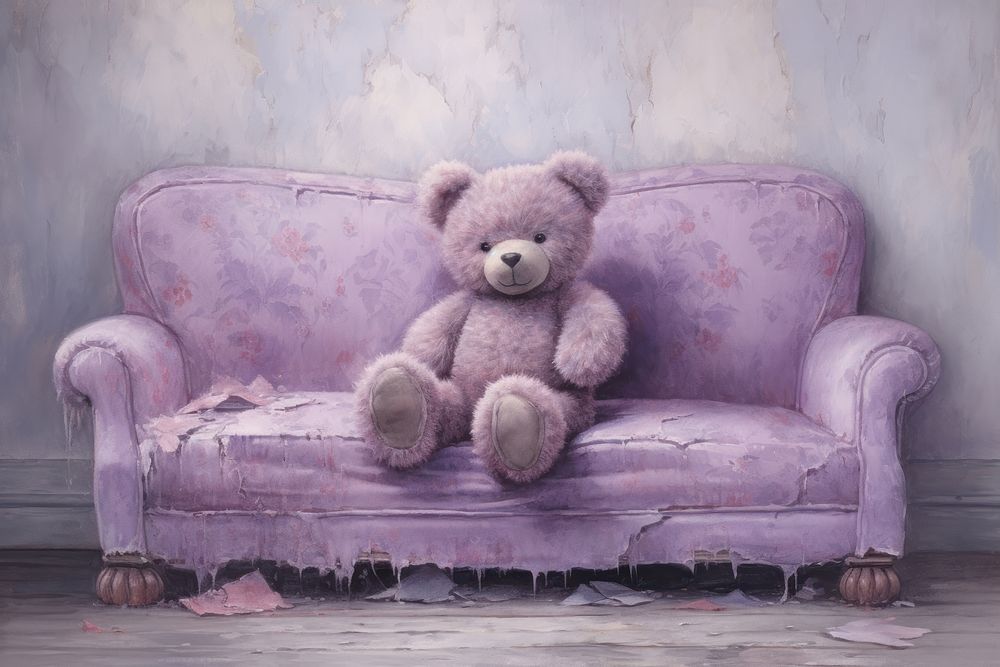 Purple teddy bear furniture pink toy.