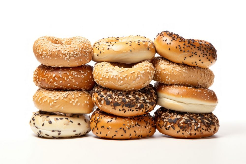 Bagels bread food white background.