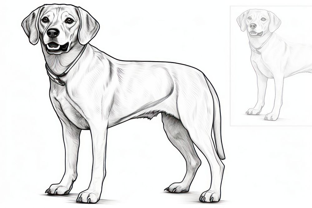 Beagle sketch drawing animal.