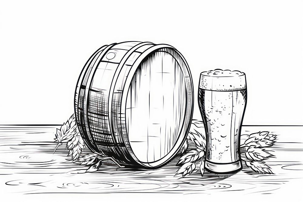 Beer sketch drawing barrel.