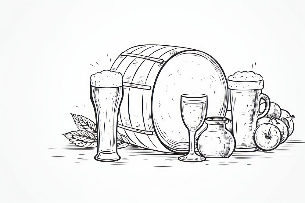 Beer sketch drawing bottle.