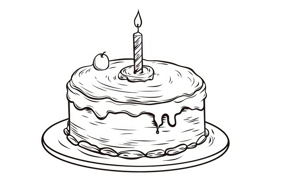 Birthday cake dessert candle sketch.