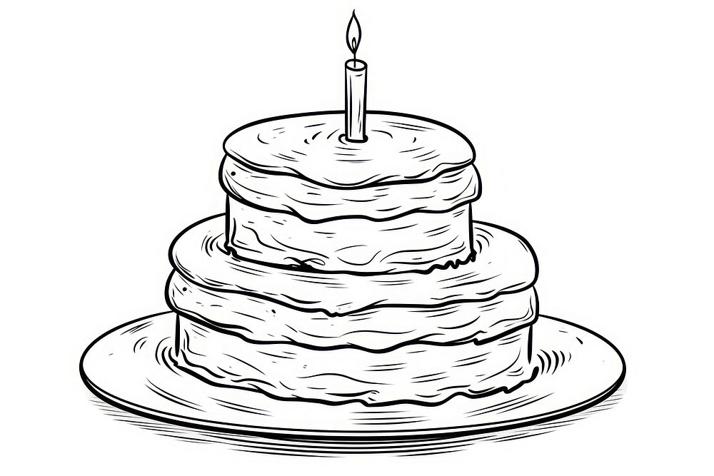 Birthday cake dessert sketch cream.