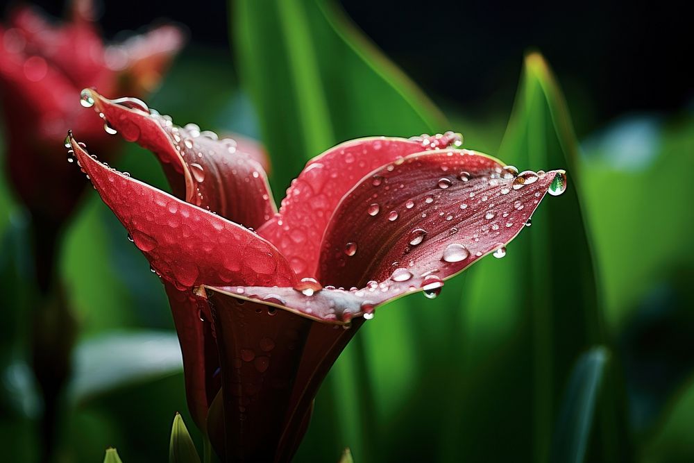 Canna with dew blossom droplet flower.