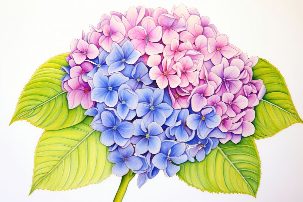 Hydrangea drawing flower plant Free Photo Illustration rawpixel