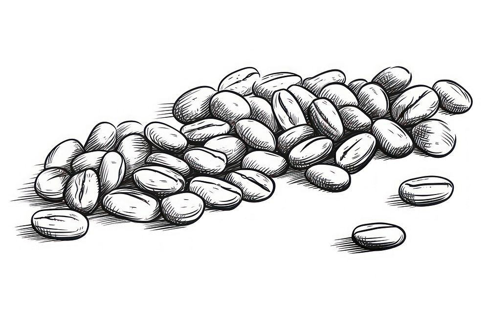 Coffee beans sketch drawing line.