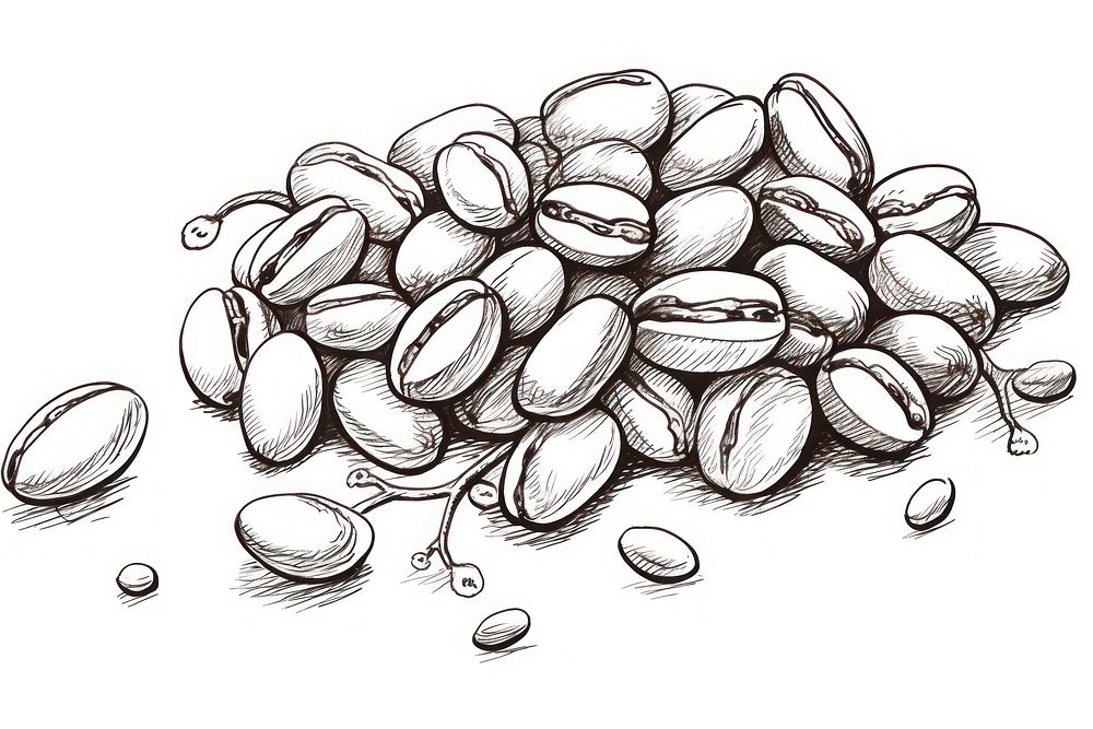 Coffee beans sketch drawing nut.