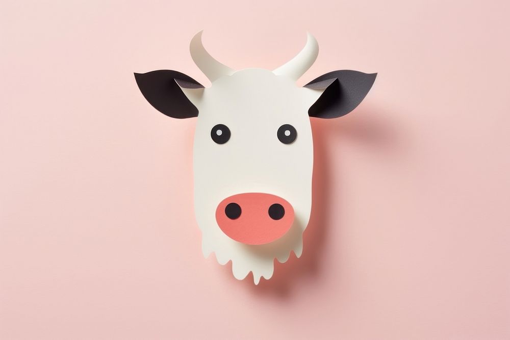 Cow pastel minimal livestock animal mammal.