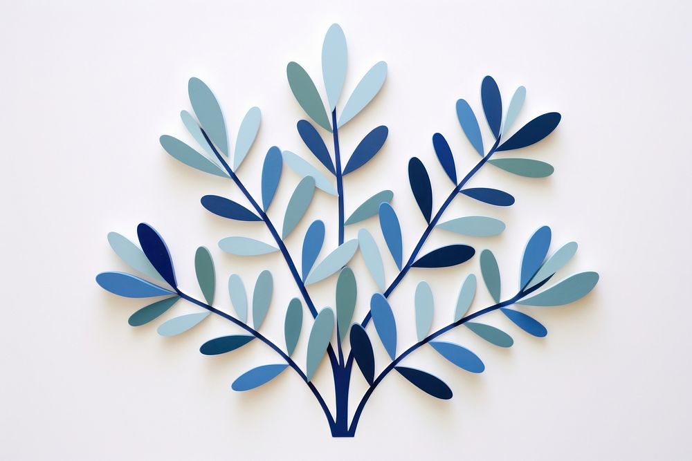 Plant blue minimal pattern leaf art.