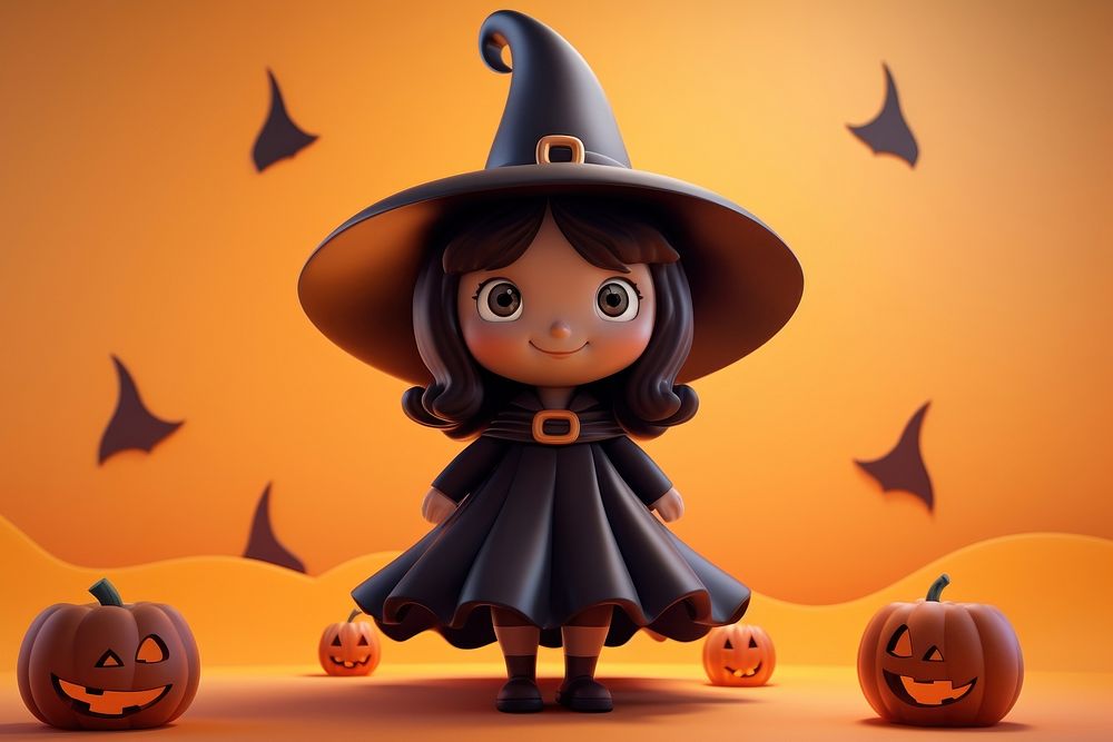 Witch halloween fantasy cartoon.