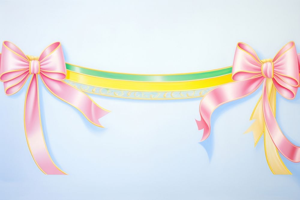 Painting of colorful Ribbon border ribbon celebration accessories.