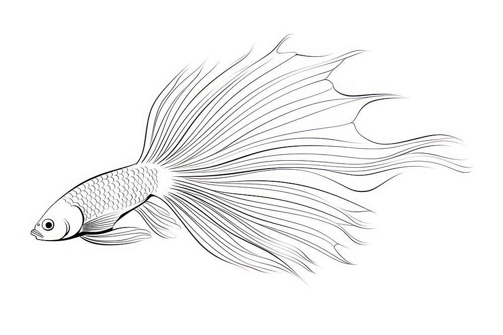 Fighting fish sketch drawing animal.