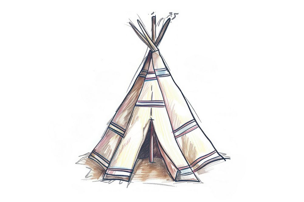 Hand-drawn sketch Teepee drawing transportation architecture.