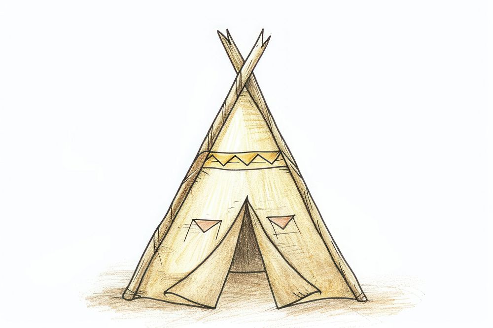 Hand-drawn sketch Teepee outdoors tent transportation.