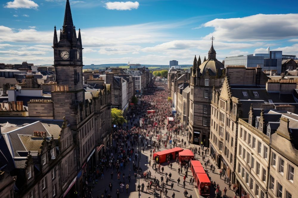 Royal mile architecture metropolis cityscape.