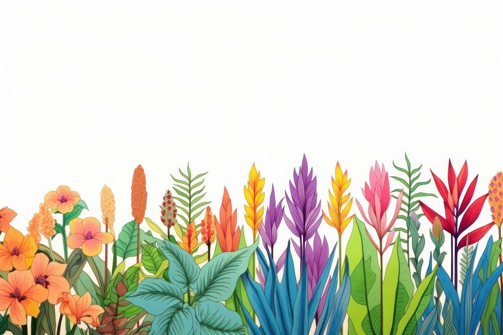 Tropical plants outdoors painting pattern.