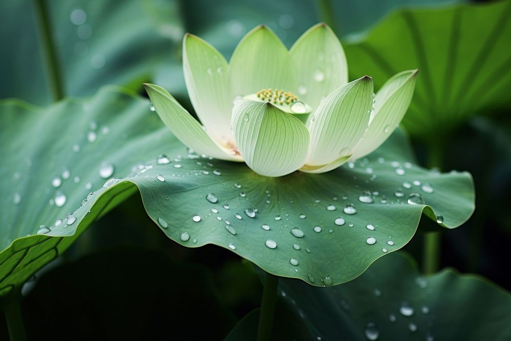 Lotus with dew blossom droplet flower.