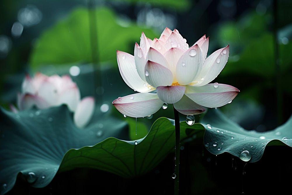Lotus with dew blossom flower petal.