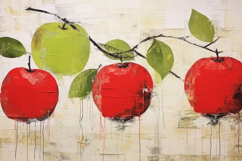 Apples art painting fruit. | Free Photo Illustration - rawpixel