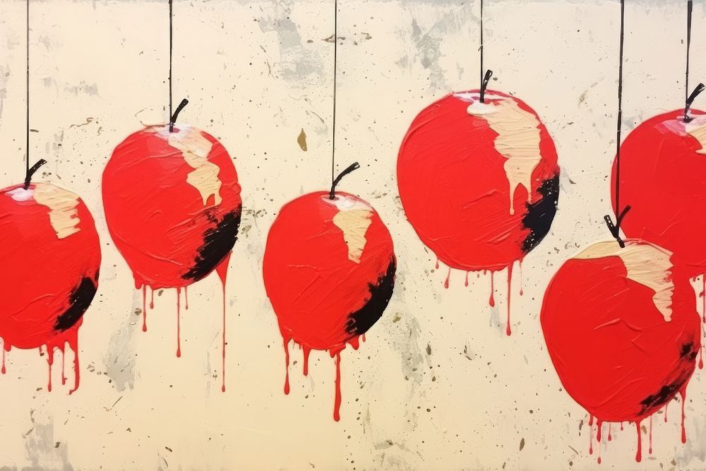 Apples art splattered creativity.