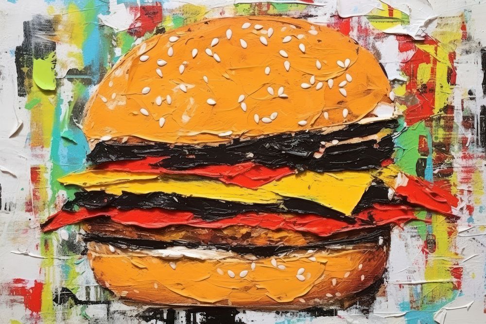Burger art painting food.