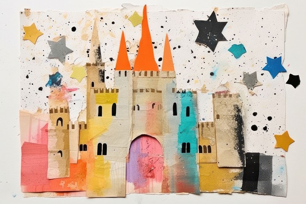 Castle collage art painting.