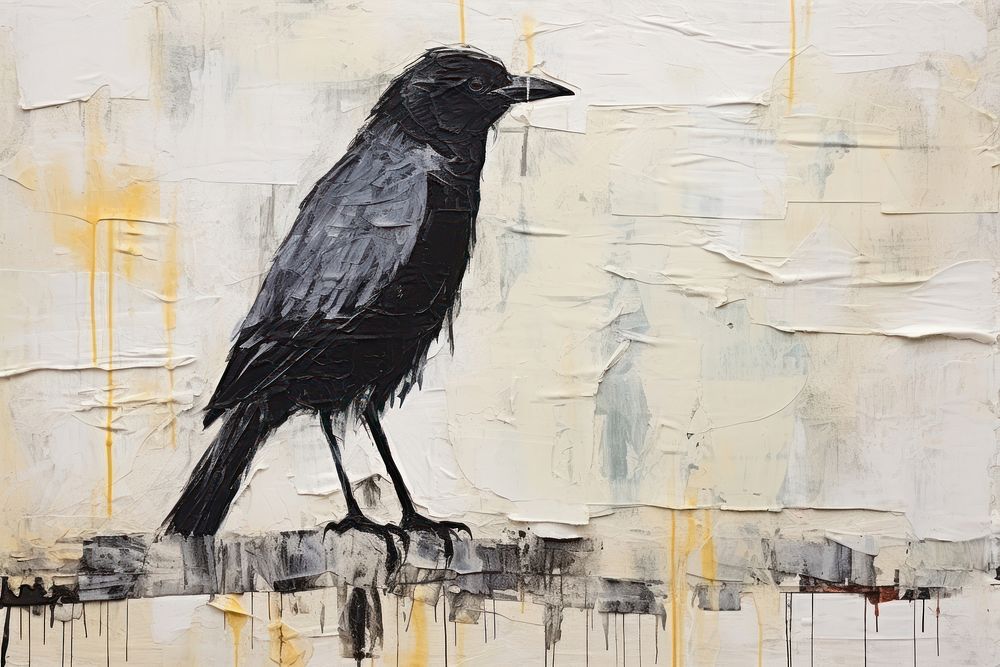 Crow art blackbird animal.