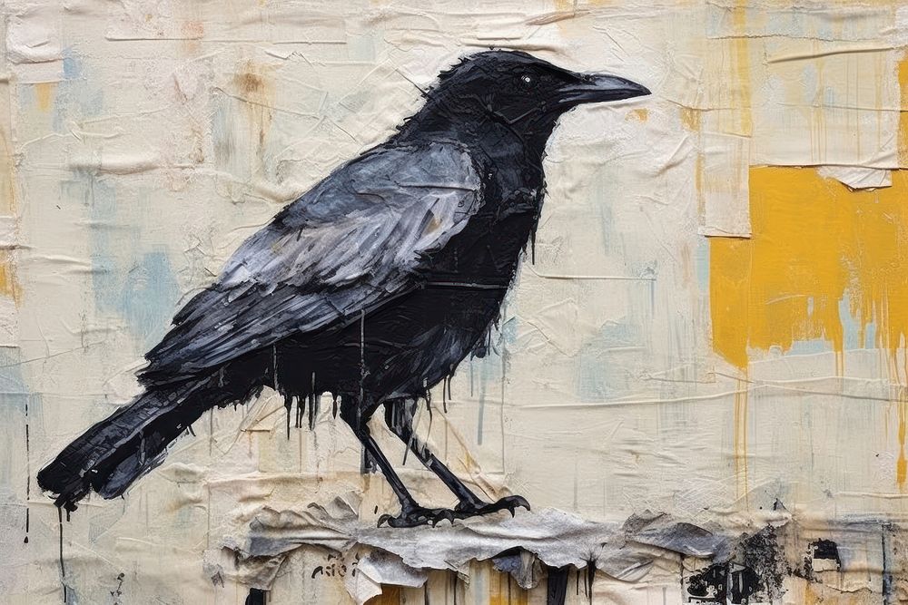 Crow blackbird animal art.