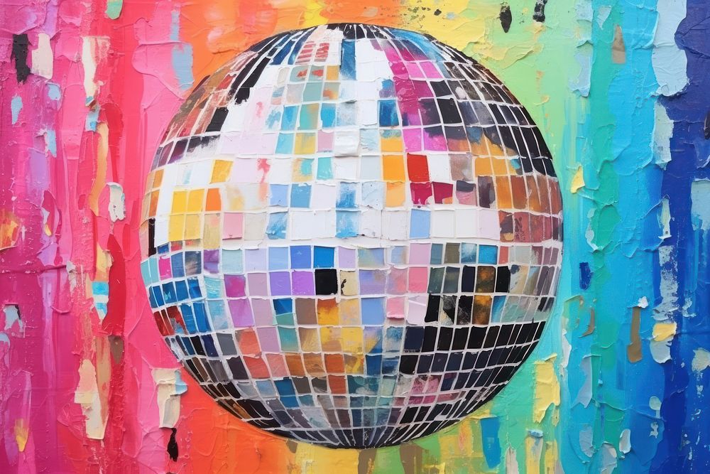 Disco ball art abstract painting.