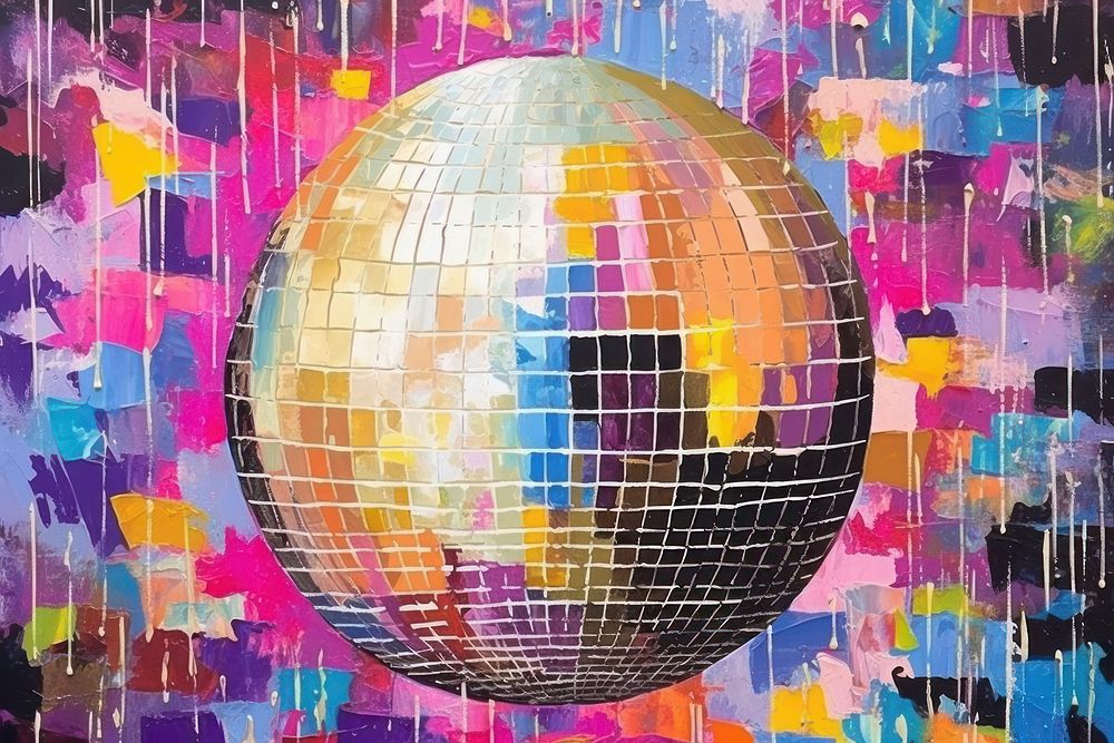 Disco ball art abstract painting.