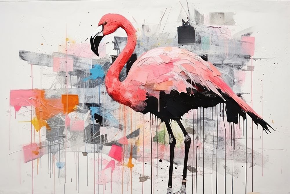 Flamingo art painting animal.
