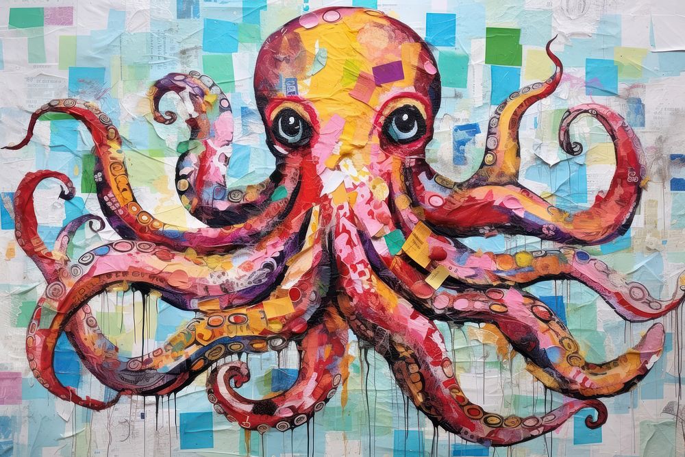 Octopus art wildlife painting.