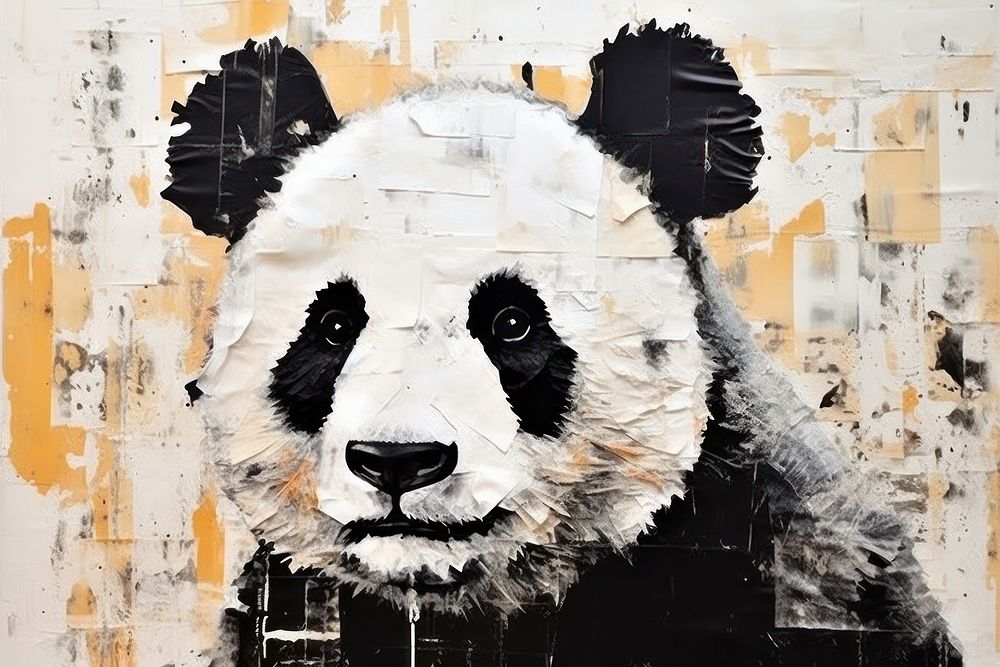 Panda art wildlife painting.